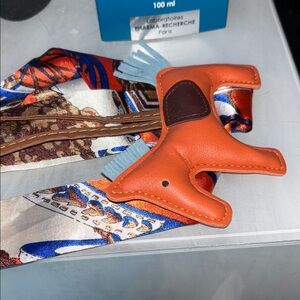 Orange Leather Animal Keychain